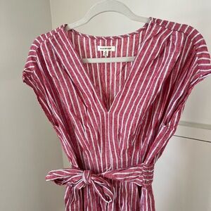 Max Studio Red and White Wrap Midi Sundress with Cap Dolman Sleeves